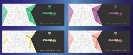 Business banner. A set of horizontal templates with space for a photo, illustration or corporate image. Layout of the cover of a catalog, brochure, project or creative ideaのイラスト素材
