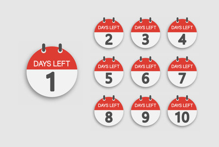 Days Left. A set of countdown icons. A banner with the number of days before the start of the sale. Label for website, advertising, marketingのイラスト素材