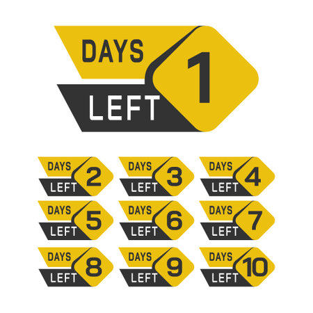 Days Left. A set of countdown icons. A banner with the number of days before the start of the sale. Label for website, advertising, marketingのイラスト素材