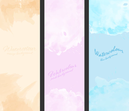Watercolor background. A set of layouts for the design of postcards, invitations, covers, posters, flyers, posters and creative creative designのイラスト素材