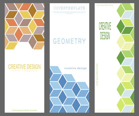 A set of creative templates for the design of a poster, banner, poster, cover or postcard. Corporate style layout. The idea of the interior, prints and decorations. Layout for creative designのイラスト素材