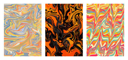 Set of backgrounds fluid art. Template for paintings, posters, posters, decorations, interior and printingのイラスト素材