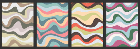 A colorful composition of sinuous lines. Colored curved lines with varying widths. Template for backgrounds, textures and creative designのイラスト素材