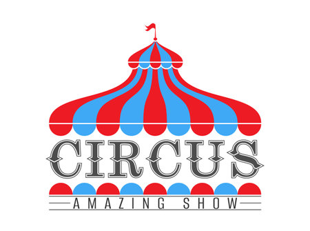 The circus tent. The emblem of the circus. A bright colorful icon of an amusement park, carnival, evening show or partyのイラスト素材