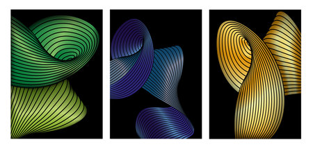 Luxurious linear art. Background with colored stripes. Interior design, paintings, covers, posters and creative ideas of the premium segmentのイラスト素材