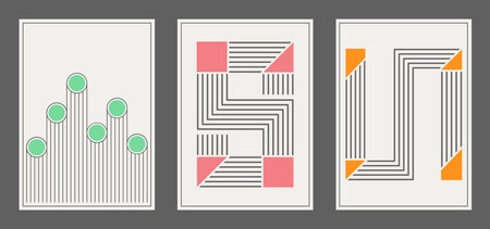 An abstract composition of a poster or poster. A template for interior design and print. The idea of minimalism in retro style.のイラスト素材