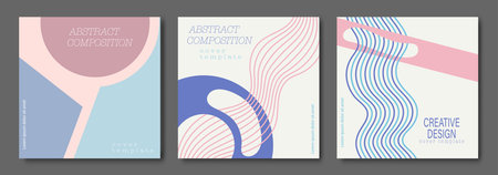 Creative cover in a minimalist style with arbitrary geometric shapes. Layout for posters, posters,...