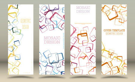 A set of geometric backgrounds. Layout of the cover, poster, banner, poster with squares. A template for interior design, creative design and creative ideasのイラスト素材