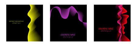 set of colored smoky gradients. Template of dynamic forms for creative creativity, covers, posters, posters, interior and design ideasのイラスト素材