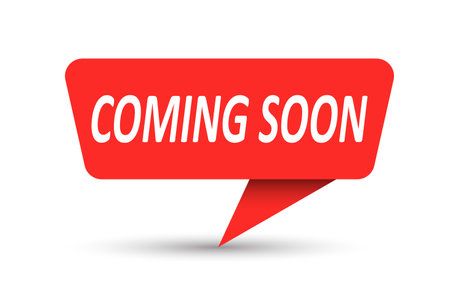 Coming Soon. Vector banner, pointer, sticker, label or speech bubble. Template for websites, applications and creative ideas. Vector designのイラスト素材