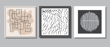 Artistic composition for interior design, prints, postcards, posters and banners. Hand-drawn illustration in a minimalist styleのイラスト素材