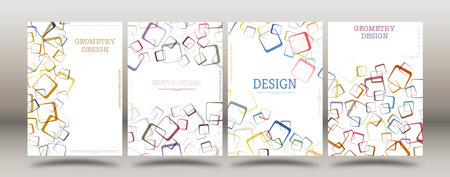 A set of geometric backgrounds. Layout of the cover, poster, banner, poster with squares. A template for interior design, creative design and creative ideasのイラスト素材