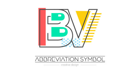 Letters B and V. Merging of two letters. Initials logo or abbreviation symbol. Vector illustration for creative design. Flat style.のイラスト素材