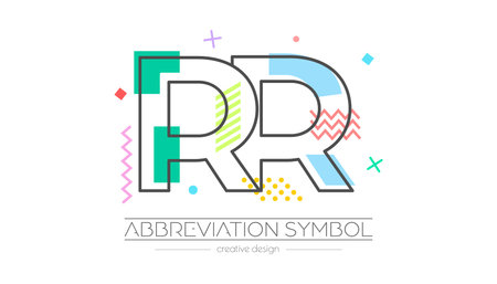 Letters R and R. Merging of two letters. Initials logo or abbreviation symbol. Vector illustration for creative design and creative ideas. Flat style.のイラスト素材
