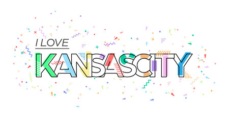 I love Kansascity. Vector lettering for postcards, posters, placards and banners. Flat designのイラスト素材