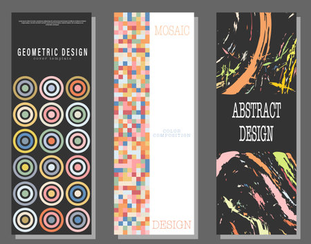 A set of designs of different styles. Template for background, cover, screensaver, website and creative idea. Layout for interior design, corporate style and decorative creativityのイラスト素材