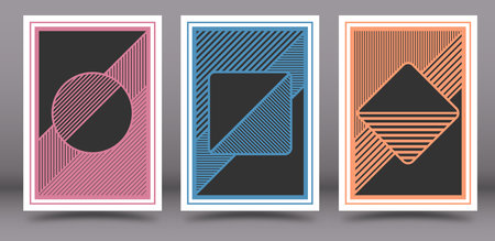 Geometric composition for interior design, prints, postcards, posters and banners. deformed shapes in a minimalist styleのイラスト素材