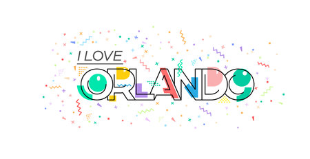 I love Orlando. Vector lettering for postcards, posters, placards and banners. Flat designのイラスト素材