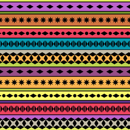 Seamless ornament. Colorful pattern of traditional national patterns. Background for textiles, textures, prints, wallpapers, clothes and interior, An idea for creative designのイラスト素材