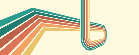 Colorful composition of parallel colored lines in the style of the 70s-80s. Abstract background for creative designのイラスト素材