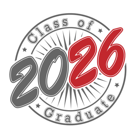 Inscription Class of 2025 stylized as an impression of a seal or stamp. Simple Styleのイラスト素材