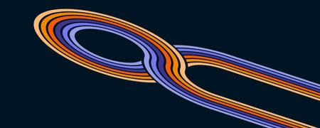 Colorful linear pattern of colored lines on a black background in retro style. Abstract background...