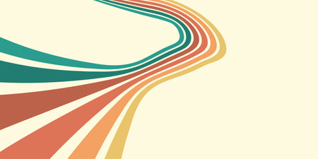 Colorful composition of parallel colored lines in the style of the 70s-80s. Abstract background for creative designのイラスト素材