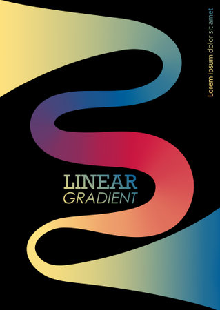 Gradient of colorful lines. Colored curvy stripes. Design element, template for postcards, posters, interiors and creative ideasのイラスト素材
