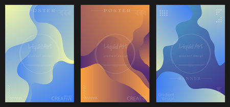 Colorful background of wavy shapes. Liquid art of gradient shapes. A modern design template for a...
