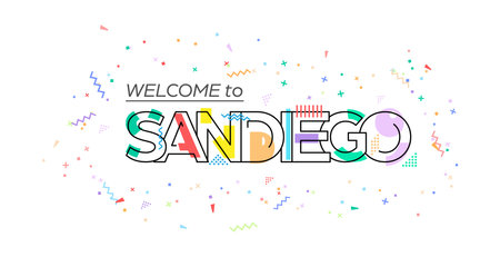 Welcome to Sandiego. Vector lettering for greetings, postcards, posters, posters and banners. Flat designのイラスト素材