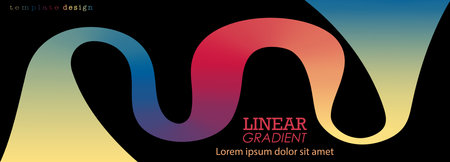 Gradient of colorful lines. Colored curvy stripes. Design element, template for postcards, posters, interiors and creative ideasのイラスト素材