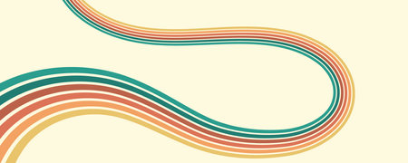 Colorful composition of parallel colored lines in the style of the 70s-80s. Abstract background for creative designのイラスト素材
