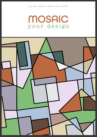 Geometric abstraction. Colorful mosaic of geometric shapes. Background template for covers, design and creative ideasのイラスト素材