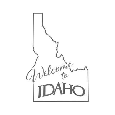 Welcome to Idaho. Outline of the state with a welcome inscription. A template for covers, banners, posters, and posters.のイラスト素材
