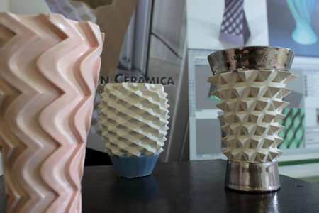 this artwork was made with a 3d printer prototype for ceramic objectsのeditorial素材