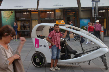 Real funny way to visit Wien center: bike taxi!のeditorial素材