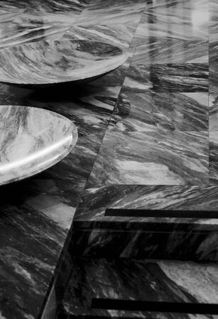 BW photo of a prestige and modern marble hall.
