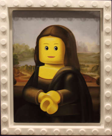 Funny lego frame with famous paints parody using minifigure