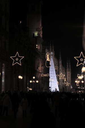 Dome plaza in Milan during Christmasのeditorial素材