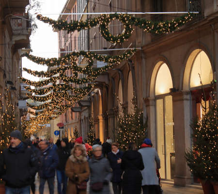 Milan - december 2019: Via della spiga view during Christmas shopping in Milan fashion districtのeditorial素材