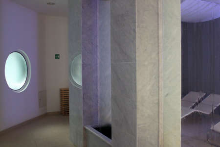 Acqui Terme, piedmont, Italy - jan 2020: modern spa in romanic historical siteのeditorial素材