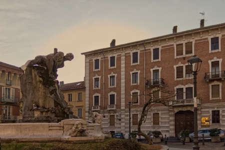 Asti, Italy - jan 2020: panoramic photo of Piazza Medici.のeditorial素材
