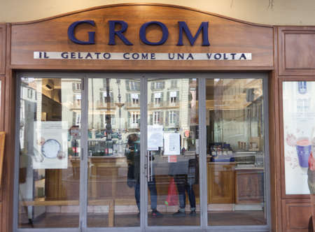 Asti, Italy - jan 2020: GROM, a famous franchise for ice creamのeditorial素材
