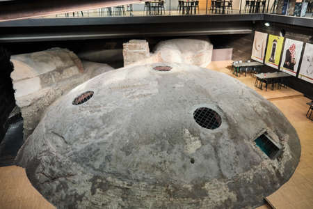 Turin, Italy - february 2021: restoration in plain sight of the ancient glaciers inside the shopping marketのeditorial素材