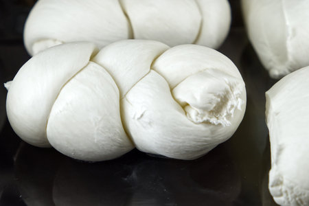 a mozzarella braid, typical Apulian cheese