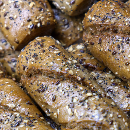 loaves of sunflower bread baked in a wood oven