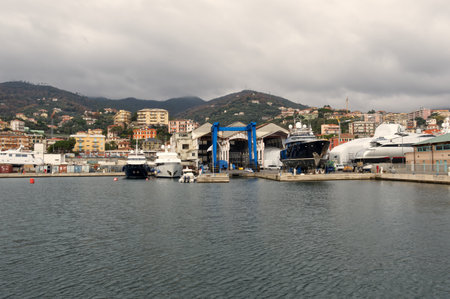 Varazze, Italy - 3 january 2022: shipyard at the new marinaのeditorial素材