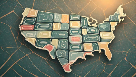 Colorful United States of America map illustrationの素材