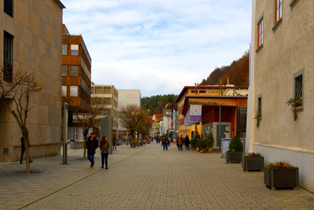 Vaduz, Liechtenstein - 2 jan 2023: main street on winterのeditorial素材