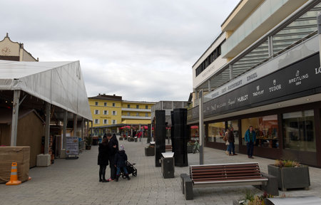 Vaduz, Liechtenstein - jan 2, 2023: Life and people on streets of Vaduz, Liechtenstein.のeditorial素材